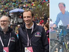 Il governatore Massimiliano Fedriga con il suo vice Riccardo Riccardi sullo Zoncolan (2018) e, a destra, in sella a una bici