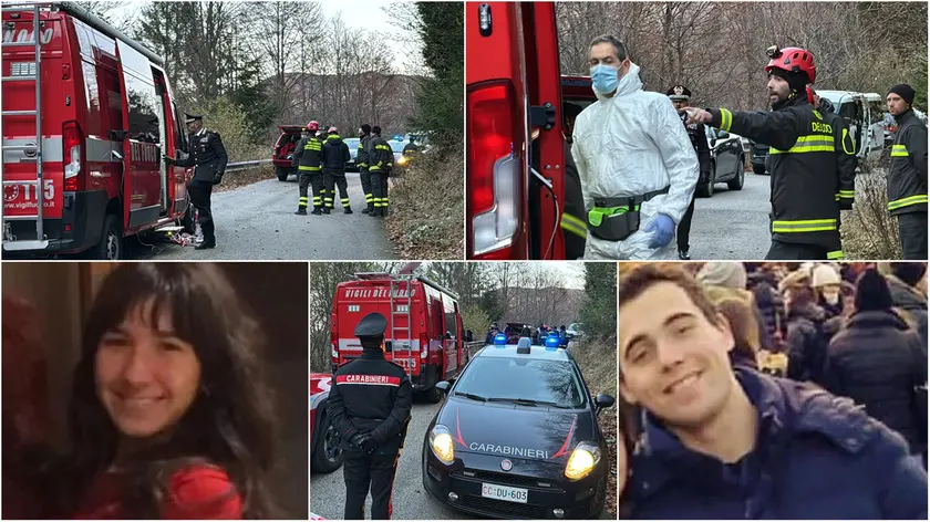 Giulia Cecchettin, trovata senza vita nel lago di Barcis, e l'ex fidanzato Filippo Turetta. Nelle foto Pòrcile, le forze dell'ordine sul luogo del ritrovamento