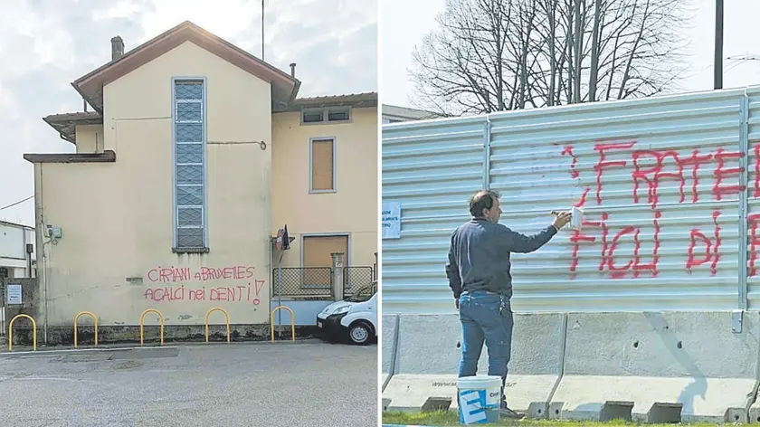 Diverse le scritte offensive contro il sindaco Ciriani e poi rimosse