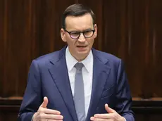 epa11022605 Polish Prime Minister Mateusz Morawiecki speaks on the floor of the Sejm, lower house of the Polish parliament, in Warsaw, Poland, 11 December 2023. Prime Minister Morawiecki on 11 December will present the agenda of the Council of Ministers with a motion for a vote of confidence. According to the Sejm website, the vote of confidence in Mateusz Morawiecki's government will be followed by a one and a half hour break, during which candidacies for the so-called Prime Minister will be submitted. A candidate for prime minister can be proposed by a group of at least 46 MPs. EPA/PAWEL SUPERNAK POLAND OUT