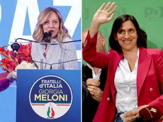 Giorgia Meloni at the headquarters of the Brothers of Italy (Fratelli d'Italia) speaks to journalists about the European Parliament election, in Rome, Italy, 9 June 2024. ANSA/GIUSEPPE LAMI