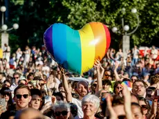 Pride 2023 all'Arco della Pace a Milano, 24 giugno 2023. ANSA/MOURAD BALTI TOUATI