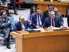 epa11130026 Syria representative at the United Nations, Ambassador Qusay Al-Dahhak (R) speaks next to Amir Saeid Iravani, Permanent Representative of the Islamic Republic of Iran during a United Nations Security Council meeting, which was called by Russia in response to recent airstrikes by the United States in Iraq and Syria, at United Nations headquarters in New York, New York, USA, 05 February 2024. The United States launched the attacks following a recent drone attack on a US base in Jordan that killed three US soldiers. EPA/EDUARDO MUNOZ