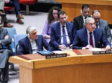 epa11130026 Syria representative at the United Nations, Ambassador Qusay Al-Dahhak (R) speaks next to Amir Saeid Iravani, Permanent Representative of the Islamic Republic of Iran during a United Nations Security Council meeting, which was called by Russia in response to recent airstrikes by the United States in Iraq and Syria, at United Nations headquarters in New York, New York, USA, 05 February 2024. The United States launched the attacks following a recent drone attack on a US base in Jordan that killed three US soldiers. EPA/EDUARDO MUNOZ