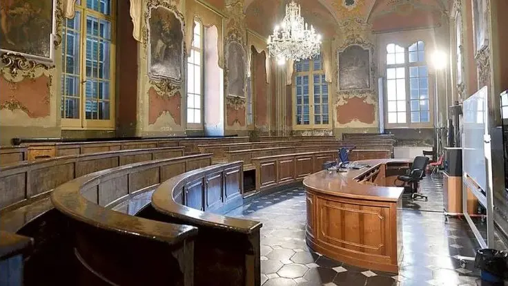 L’aula Cabella nella facoltà di Giurisprudenza a Genova (Credits. Secolo XIX)