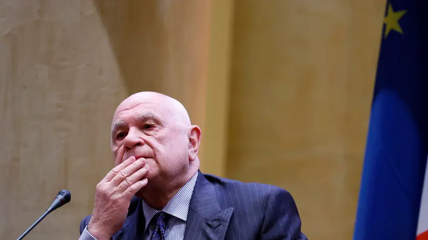 Il ministro della Giustizia, Carlo Nordio, durante la presentazione del libro "La Repubblica sotto processo - Storia giudiziaria della politica italiana 1994-2023" di Goffredo Buccini, Roma, 25 marzo 2024. ANSA/FABIO FRUSTACI