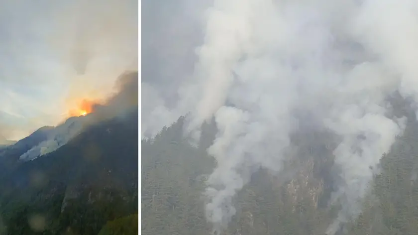 L'incendio sul monte Cimadors