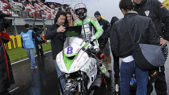 Andrea Antonelli sulla griglia si partenza prima del tragico incidente - Superbike GP Russia - Moasca