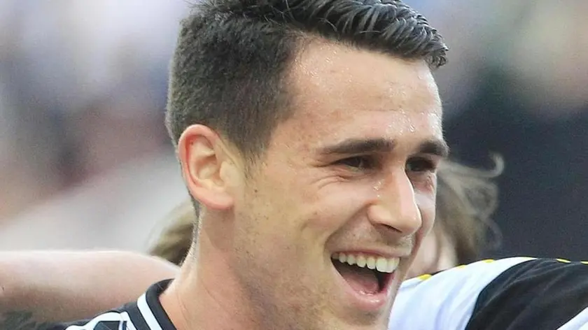 Udinese' Kevin Lasagna (L) and Maxililiano Lopez (R) jubilates after scoring the goal (1-0) during the Italian Serie A soccer match Udinese vs Lazio; at Friuli stadium in Udine; Italy; 8 April 2018.ANSA/ALBERTO LANCIA