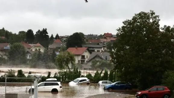 Inondazioni a Škofja Loka (foto tratta dal Primorski dnevnik)