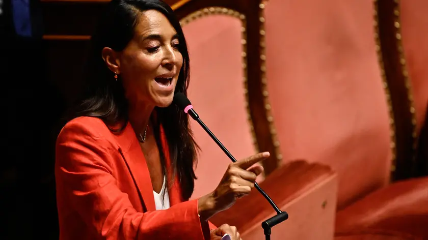 La capogruppo di Forza Italia in Senato, Licia Ronzulli, durante l'informativa in Senato sul reddito di cittadinanza, Roma, 3 agosto 2023. ANSA/RICCARDO ANTIMIANI