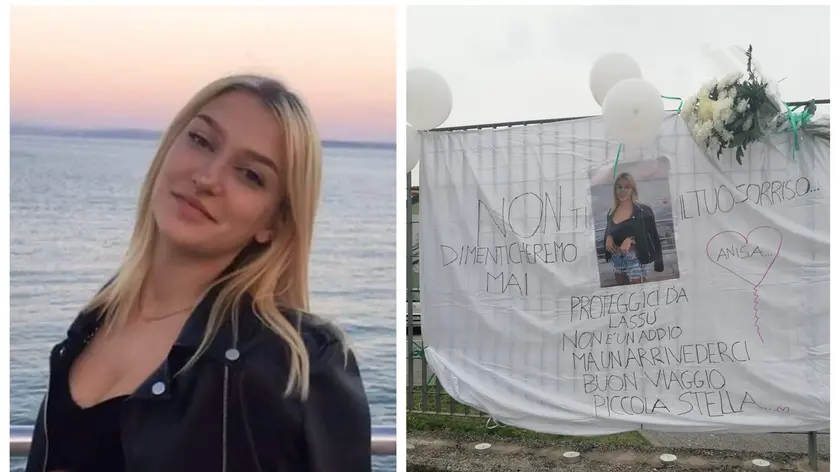 Anisa Mahmic e il cartellone scritto dai suoi amici