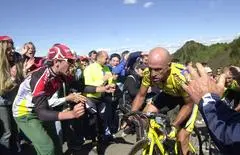 Marco Pantani impegnato nella salita dello Zoncolan da Sutrio: era il 22 maggio 2003