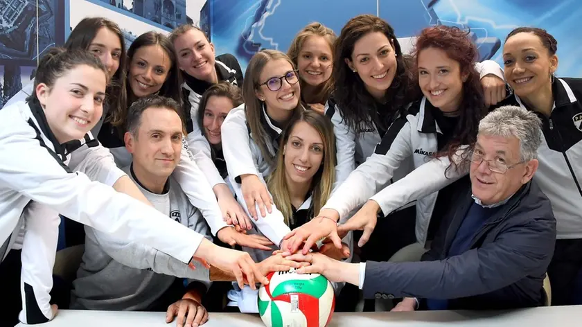 Udine 19 Aprile 2017. Ragazze del Volley al Messaggero Veneto. © Foto Petrussi