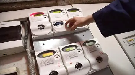 Contatori di energia elettrica in un palazzo, Genova 14 marzo 2018 ANSA/LUCA ZENNARO