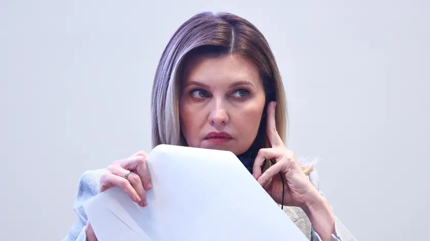 epa11119617 Ukrainian first lady Olena Zelenska attends Ukrainian-German conference on mental health, psychosocial support and rehabilitation in Berlin, Germany, 02 February 2024. EPA/FILIP SINGER / POOL