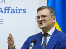 epa11387323 Ukrainian Foreign Minister Dmytro Kuleba addresses a joint press conference with the Estonian foreign minister after their meeting in Kyiv (Kiev), Ukraine, 03 June 2024. The Estonian foreign minister arrived in Kyiv to meet with top Ukrainian officials amid the ongoing Russian invasion. EPA/SERGEY DOLZHENKO