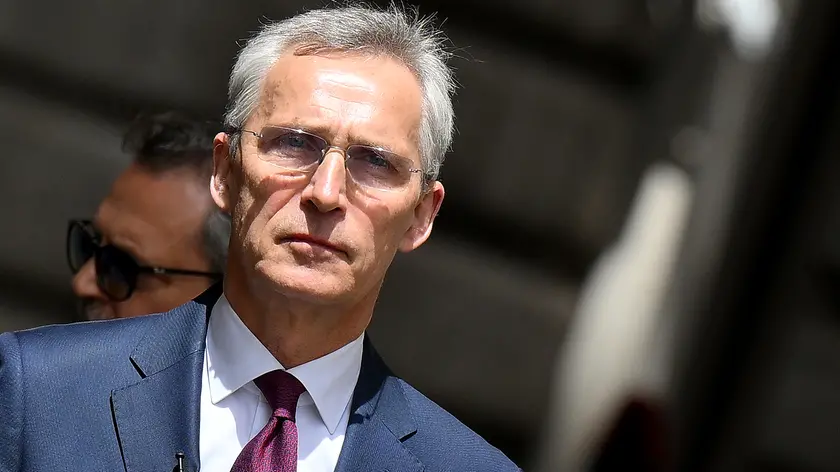 Nato Secretary General Jens Stoltenberg leaves Chigi palace after a meeting with Italian Prime Minister Giorgia Meloni (not pictured), Rome, Italy, 08 May 2024. ANSA/ETTORE FERRARI