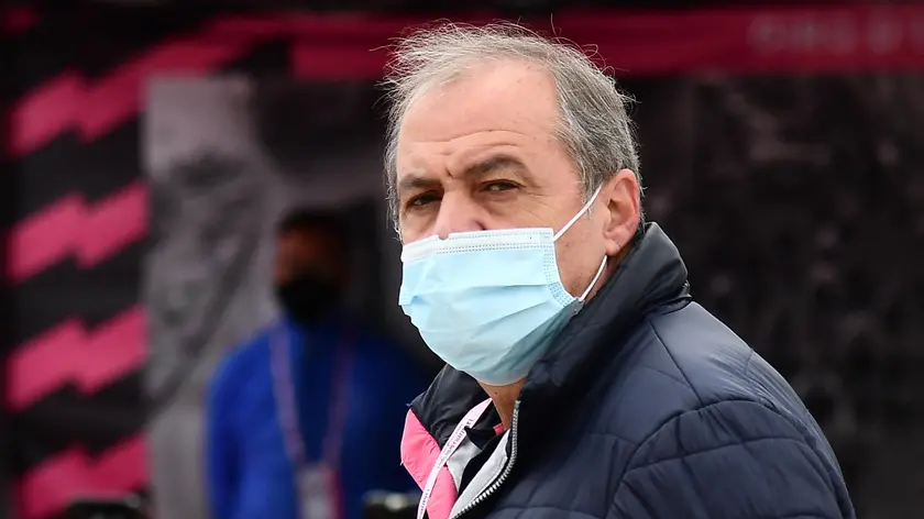 Mauro Vegni, director of the Giro d'Italia, wears a protective face mask, ahead of the departure of the 12th stage of the 2020 Giro d'Italia cycling race over 182 km from Cesenatico to Cesenatico Italy, 15 October 2020. The 103rd Giro d'Italia is scheduled from 3 to 25 October. ANSA//LUCA ZENNARO