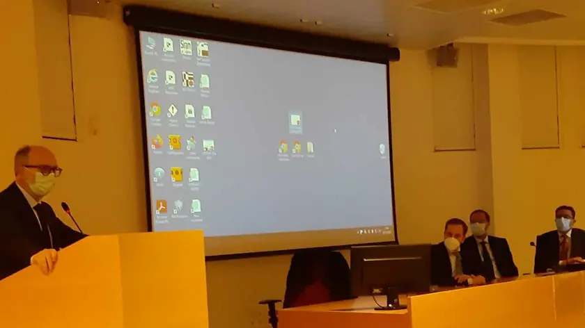 Il vicegovernatore con delega alla Salute Riccardo Riccardi alla presentazione al Santa Maria della Misericordia di Udine del nuovo impianto GammaPod