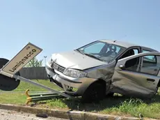 Udine 2 Agosto 2011. Incidente incrocio Via Lumignacco Via Selvuzzis. Telefoto Copyright Foto Petrussi / PFP