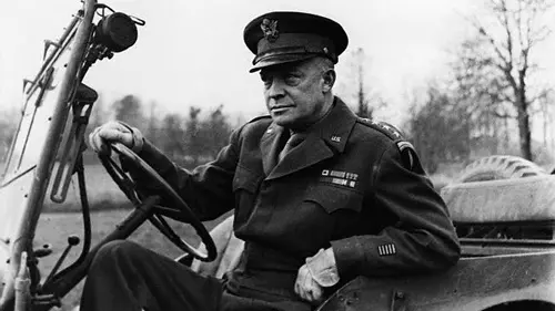 December 1944, Probably England, UK --- General Eisenhower Behind the Wheel of a Jeep --- Image by © Hulton-Deutsch Collection/CORBIS