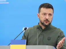 epa11466579 Ukrainian President Volodymyr Zelenski during a joint press conference with Polish Prime Minister Donald Tusk at the Chancellery in Warsaw, Poland, 08 July 2024. Ukrainian President Wolodymyr Zelenski is on a visit to Poland, during which he will also meet with President Andrzej Duda. Polish Prime Minister and Ukrainian President signed a security agreement between Poland and Ukraine. EPA/Rafal Guz POLAND OUT