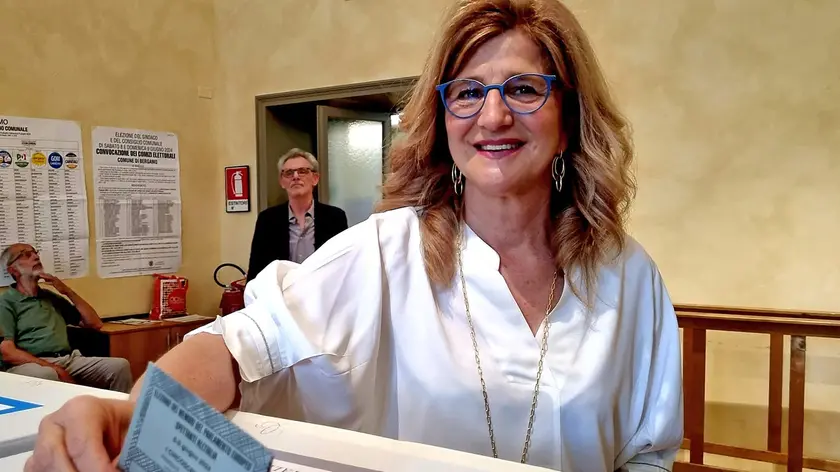 The mayoral candidate Elena Carnevali at the seat during the administrative votes for the municipality of Bergamo, Italy, 08 June 2024. ANSA/MICHELE MARAVIGLIA