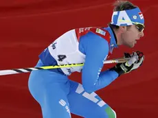 Alessandro Pittin, of Italy, competes during the ski portion on his way to win the Nordic Combined Ski World Cup of Chaux-Neuve, eastern France, Sunday, Jan. 15, 2012. (AP Photo/Laurent Cipriani)