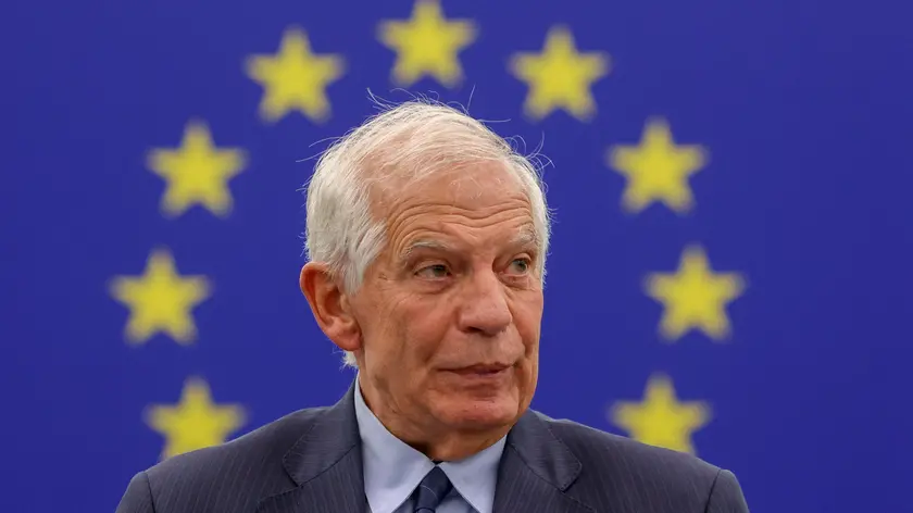 epa10925073 Josep Borrell, High Representative of the European Union for Foreign Affairs and Security Policy attends debate on 'Hamas terrorist attacks against Israel and humanitarian situation in Gaza' at the European Parliament in Strasbourg, France, 18 October 2023. The EU Parliament's session runs from 16 till 19 October. EPA/JULIEN WARNAND