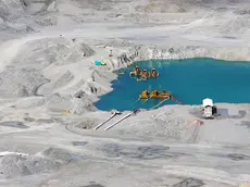 epa11070509 A view of the mineral extraction area 'Tajo Botija' in the facilities of Cobre Panama mine, in Panama City, Panama, 11 January 2024. The Cobre Panama mine, the largest open pit in Central America owned by Canadian First Quantum Minerals, was forced by Panama's top court ruling to cease operations amid nationwide protests against copper mining in the area. Only 20 percent of the staff operates on basic care work, a manager of the concessionaire said during a tour of the facility on January 11. EPA/Gabriel Rodríguez