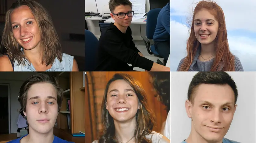 A partire da sinistra, in alto: Lisa Marin, Piero Dal Poz, Caterina Moro, Matteo Rizzi, Rachele Benvenuto e Alex Colle