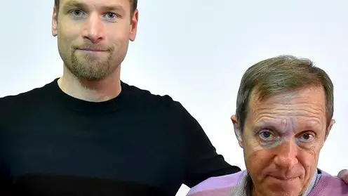 Former Olympic race walking gold medalist Alex Schwazer (L) with World Anti-Doping Agency consultant and coach Sandro Donati during a a press conference in Roma, 01 April 2015. Alex Schwazer announced his new partnership with coach Sandro Donati to return to racing. ANSA / ETTORE FERRARI
