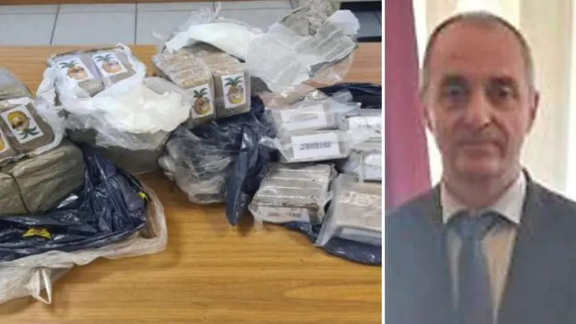 La droga sequestrata a Zugliano e, a destra, il questore di Udine, Domenico Farinacci