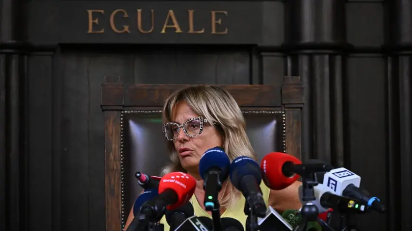 Un momento della conferenza stampa sull'omicidio di Sharon Verzeni nella Procura di Bergamo, 30 agosto 2024. ANSA/Michele Maraviglia