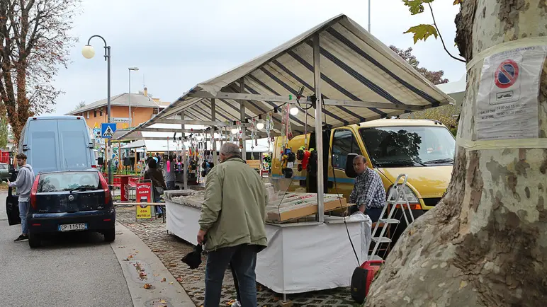 Codroipo 19 Ottobre 2019. Polizia e parcheggi in Piazza Giardino e fiera di San Simone. © Foto Petrussi