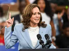 epa11510609 US Vice President Kamala Harris speaks during a campaign rally at Georgia State Convocation Center in Atlanta, Georgia, USA, 30 July 2024. Vice President Harris is widely expected to become the Democratic presidential nominee after US President Joe Biden dropped out of the race earlier in July. EPA/EDWARD M. PIO RODA