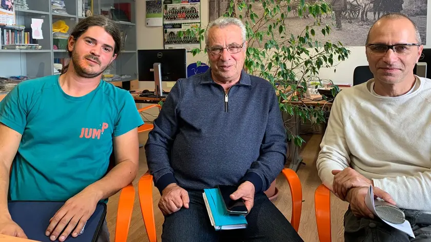I sindacalisti di Uil Poste Alberto Bonadio, Paolo Riccio e Luigi Fantuz
