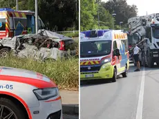 Due immagini dell'incidente mortale a Vigonovo di Fontanafredda