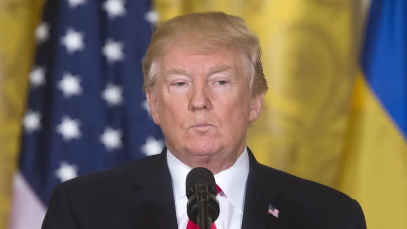 epa06585648 US President Donald J. Trump holds a joint press conference with Prime Minister Stefan Lofven (not pictured) of Sweden in the East Room of the White House in Washington, DC, USA, 06 March 2018. EPA/MICHAEL REYNOLDS