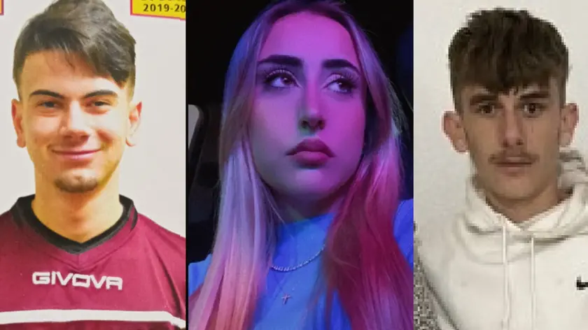 Da sinistra Egli Gjezi, 20 anni, con la maglia del Portogruaro; Giulia Di Tillio, aveva 21 anni e a marzo stava per laurearsi in Economia aziendale; infine il suo fidanzato, Altin Hoti, 22 anni, probabilmente alla guida della potente Bmw