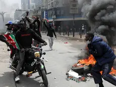 epa11452176 Demonstrators take part in an anti-government rally in Nairobi, Kenya, 02 July 2024. Demonstrators took to the streets despite Kenyan President William Ruto's announcement on 26 June that he would not sign into law a finance bill proposing new tax hikes. According to the state-funded Kenya National Commission on Human Rights (KNCHR), at least 39 people have died and 361 were injured in protests against tax hikes countrywide. EPA/DANIEL IRUNGU