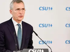epa11157445 NATO Secretary General Jens Stoltenberg speaks during a press statement for the 'Transatlantic Forum' as a side event of the 60th Munich Security Conference (MSC), in Munich, Germany, 16 February 2024. More than 500 high-level international decision-makers meet at the 60th Munich Security Conference in Munich during their annual meeting from 16 to 18 February 2024 to discuss global security issues. EPA/RONALD WITTEK