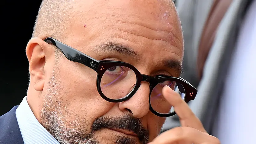 Italian Culture Minister Gennaro Sangiuliano arrives at the Lido Beach for the Venice International Film Festival, in Venice, Italy, 27 August 2024. The 81st edition of the Venice Film Festival runs from 28 August to 07 September 2024. ANSA/ETTORE FERRARI