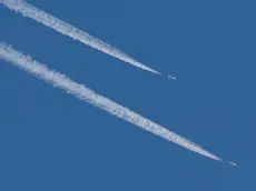epa11057101 Israeli fighter jet fly over an area near the Lebanon-Israel border, in northern Israel, 04 January 2024. The Israeli military stated that the Israeli Air Force (IAF) struck Hezbollah targets in southern Lebanon on 04 January. Tensions remain high in the region following the killing of senior Hamas leader Saleh al-Arouri in Lebanon by a drone attack on 02 January. EPA/ATEF SAFADI