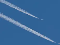 epa11057101 Israeli fighter jet fly over an area near the Lebanon-Israel border, in northern Israel, 04 January 2024. The Israeli military stated that the Israeli Air Force (IAF) struck Hezbollah targets in southern Lebanon on 04 January. Tensions remain high in the region following the killing of senior Hamas leader Saleh al-Arouri in Lebanon by a drone attack on 02 January. EPA/ATEF SAFADI