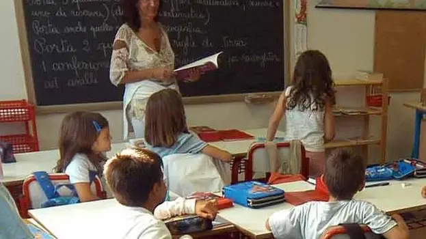 20090903 - PISTOIA - EDU - SCUOLA: PER I PRECARI ARRIVA IL CONTRATTO DI DISPONIBILITA' - Alunni in aula in una scuola elementare di Pistoia, in una foto d'archivio. ..LUCA CASTELLANI/ANSA / DBA