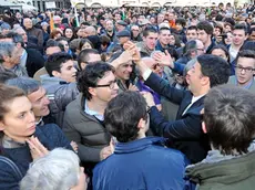 Udine 10 Aprile 2013. Metteo Renzi e Debora serracchiani in piazza Matteotti. Telefoto copyright Petrussi Foto Press / Diego Petrussi