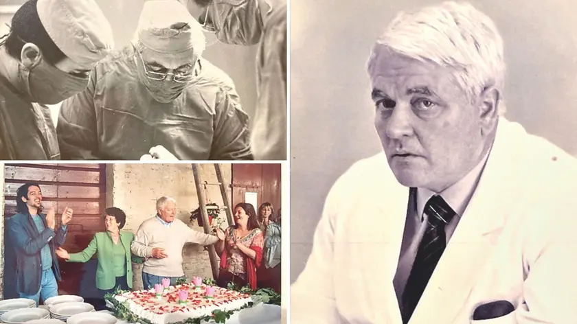 Piero Commessatti in alcuni momenti della sua vita professionale e familiare. In basso a sinistra, la festa dei 40 anni di matrimonio nel 2006