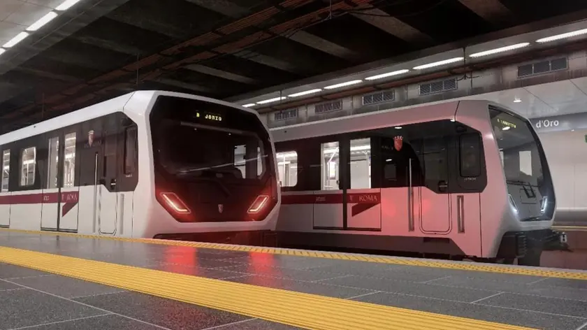 "Eccoli, bellissimi e fiammanti: sono i nuovi treni, destinati alle linee A e B della metropolitana, che inizieranno ad arrivare a dicembre 2024". Così su Facebook l'assessore alla Mobilità di Roma Capitale Eugenio Patanè, postando le foto. "La livrea segue le linee guida della Corporate Identity di Roma Capitale - aggiunge - Le proposte di design ed estetica sono state realizzate coniugando l'evoluzione dei veicoli metropolitani di Roma, l'esperienza di viaggio del passeggero, i principi di comfort, sicurezza ed ergonomia", 20 aprile 2024. NPK ANSA / Assessorato alla Mobilità di Roma Capitale +++ ANSA PROVIDES ACCESS TO THIS HANDOUT PHOTO TO BE USED SOLELY TO ILLUSTRATE NEWS REPORTING OR COMMENTARY ON THE FACTS OR EVENTS DEPICTED IN THIS IMAGE; NO ARCHIVING; NO LICENSING +++